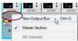 OUTPUT OUTPUT OUTPUT OUTPUT New Output Bus Ctrl+G Master Section All channels