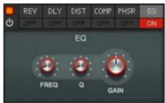 REV DLY DIST COMP PHSR EQ OFF OFF OFF OFF ON EQ FREQ Q GAIN