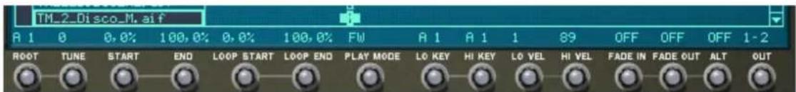 TM_2_Disco_M.ai f A 1 0 0.0% 100.0% 0.0% 100.0% FW A 1 A 1 89 OFF OFF OFF 1-2 ROOT TUNE START END LOOP START LOOP END PLAY MODE LO KEY HI KEY LO VEL HI VEL FADE IN FADE OUT ALT OUT