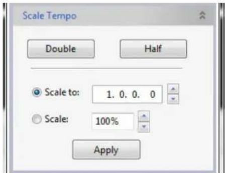 Scale Tempo Double Half Scale to: 1. 0. 0. 0 Scale: 100% Apply