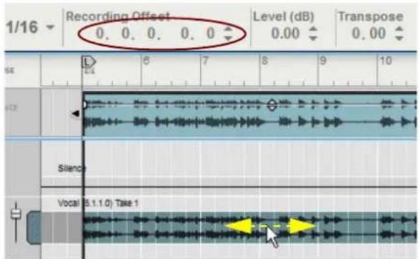 1/16 Recording Offset 0. 0. 0. 0. 0 Level (dB) 0.00 Transpose 0.00 SE L 6 7 8 9 10 ISO Silence Vocal 5.1.1.0) Take 1