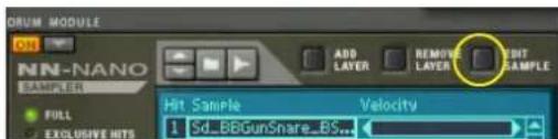 DRUM MODULE NN-NANO SAMPLER FULL EXCLUSIVE HITS ADD LAYER REMOVE LAYER EDIT SAMPLE Hit Sample Velocity 1 Sd_BBGunSnare_BS...