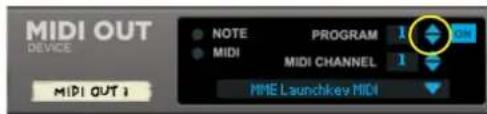 MIDI OUT DEVICE NOTE PROGRAM MIDI MIDI CHANNEL MIME Launchkey MIDI MIDI OUT 1