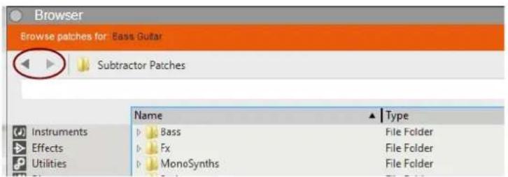 Browser Browse patches for: Bass Guitar Subtractor Patches Name ▲ Type Instruments Bass File Folder Effects Fx File Folder Utilities MonoSynths File Folder