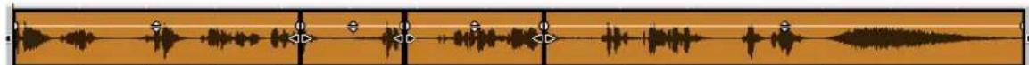 Audio waveform display showing multiple channels with labeled time markers and channel names