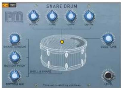 SNARE DRUM SNARE TENSION BOTTOM PITCH BOTTOM MIX SHELL & SNAKE SIDE TUNE LEVEL