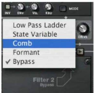 Low Pass Ladder State Variable Comb Formant ✓ Bypass