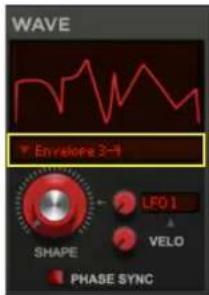 WAVE Envelope 3-4 LFO 1 VELO SHAPE PHASE SYNC
