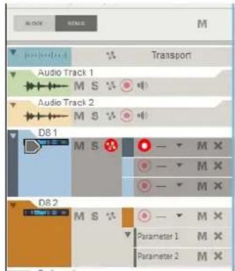 Audio Track 1 Audio Track 2 D81 D82 M S M S Parameter 1 Parameter 2 M M X M X M X M X