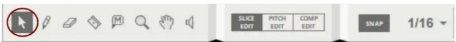 SLICE EDIT PITCH EDIT COMP EDIT SNAP 1/16