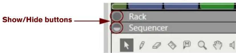 Show/Hide buttons Rack Sequencer