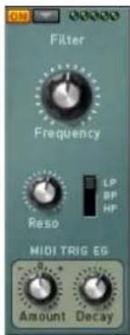 Filter Frequency Reso MIDI TRIS ES Amount Decay