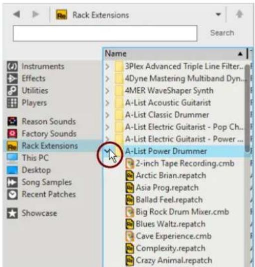 Rack Extensions Name 3Plex Advanced Triple Line Filter... 4Dyne Mastering Multiband Dyn... 4MER WaveShaper Synth A-List Acoustic Guitarist A-List Classic Drummer A-List Electric Guitarist - Pop Ch... A-List Electric Guitarist - Power ... A-List Power Drummer 2-inch Tape Recording.cmb Arctic Brian.repatch Asia Prog.repatch Ballad Feel.repatch Big Rock Drum Mixer.cmb Blues Waltz.repatch Cave Experience.cmb Complexity.repatch Crazy Animal.repatch