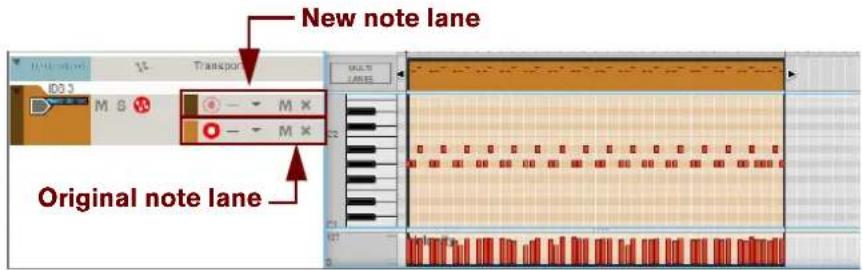 New note lane Original note lane
