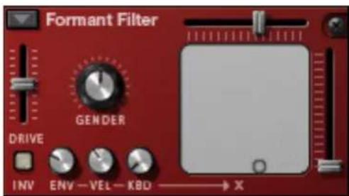 Formant Filter GENDER DRIVE INV ENV—VEL—KBD → X