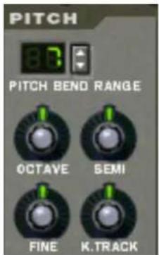 PITCH PITCH BEND RANGE OCTAVE SEMI FINE K.TRACK