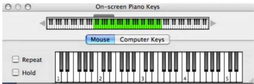 On-screen Piano Keys Mouse Computer Keys Repeat Hold 1 2 3 4 5