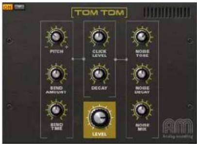 TOM TOM PITCH SEND AMOUNT SEND TIME CLICK LEVEL DECAY NOBE TONE NOBE DECAP NOBE MIX LEVEL AML Analog matching