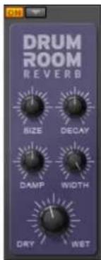 DRUM ROOM REVERB SIZE DECAY DAMP WIDTH DRY WET