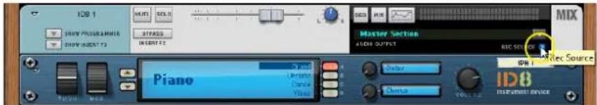 IDB 1 MIX SHOW PROGRAM SHOW INSERT TO Piano Master Section AUDIO OUTPUT REC SOURCE IDB Instrument device