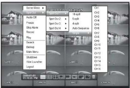 Hanwha SHR-6082 - Selecting a Spot Out mode - 1