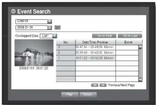 Hanwha SHR-6082 - Event Search - 1