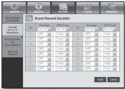 Hanwha SHR-6082 - Event Record Duration - 1