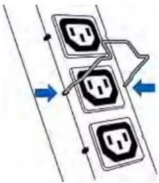 Diagram showing three electrical socket blocks connected by a line, with blue arrows indicating direction of connection or movement.