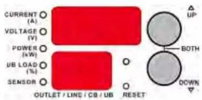 CURRENT (A) VOLTAGE (V) POWER (kW) UB LOAD (%) SENSOR OUTLET / LINE / CB / UB RESET UP BOTH DOWN