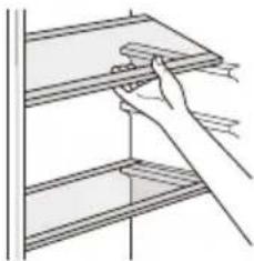 Line drawing of a hand holding a shelf with a ruler, no text or symbols present