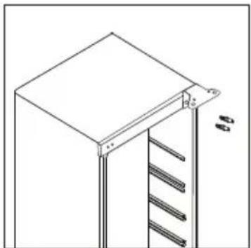 Isometric line drawing of a cabinet with ladder and support frame (no text or symbols)