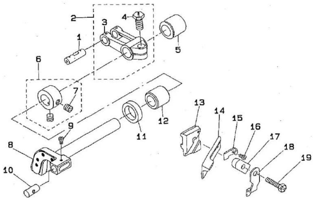 Exploded view diagram of mechanical assembly with numbered parts for identification