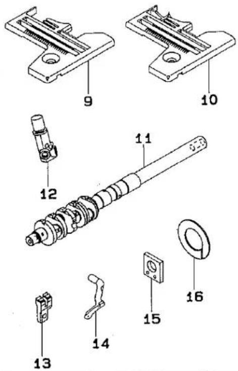 Technical diagram of mechanical components with numbered parts for identification