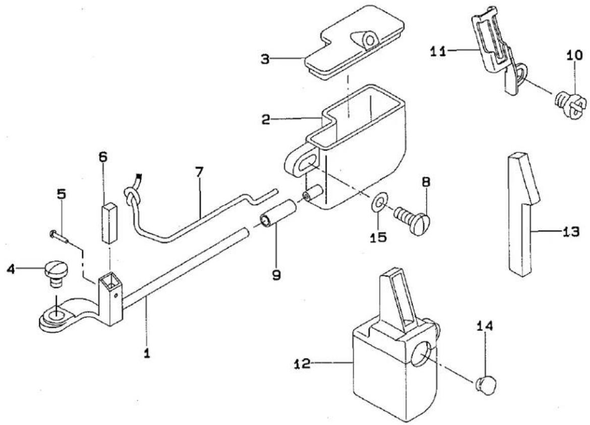 Technical diagram of a mechanical assembly with numbered components for identification