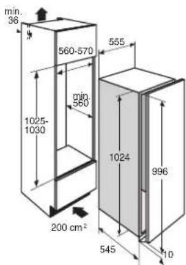 min. 36 560-570 555 1025- 1030 min. 560 1024 996 200 cm² 545 10