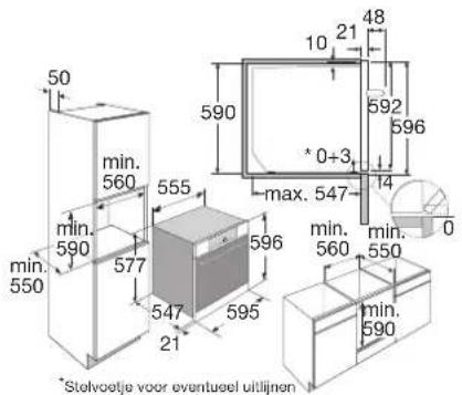 50 min. 560 555 590 577 547 21 596 590 595 590 10 21 48 592 596 *0+3 max. 547 14 min. 560 min. 550 0 min. 590 *Stelvoetje voor eventueel uitlijnen
