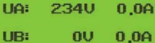 UA: 234V 0.0A UB: 0V 0.0A