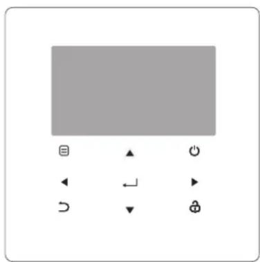 User interface control panel with navigation buttons and a blank screen area