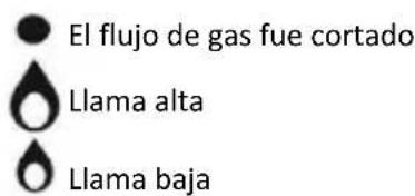 El flujo de gas fue cortado Llama alta Llama baja