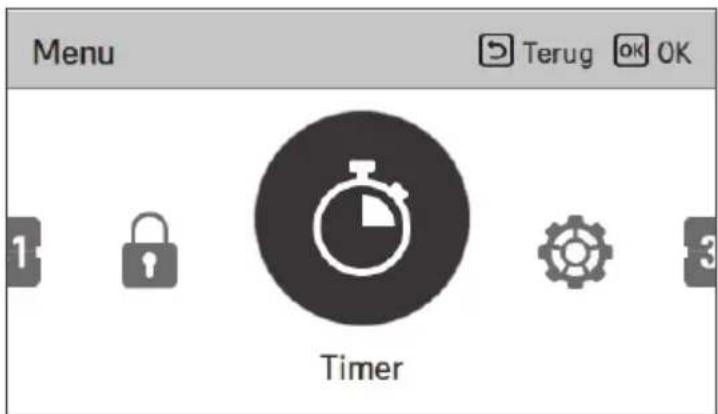 Menu Terug OK Timer