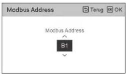 Modbus Address Terug OK Modbus Address B1