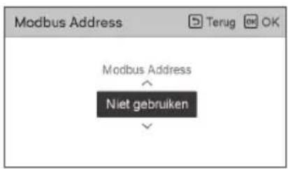 Modbus Address Terug OK Modbus Address Niet gebruiken