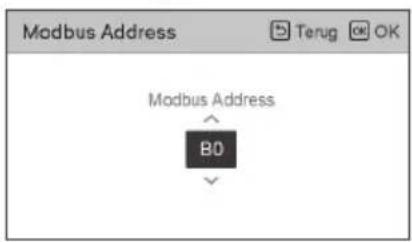 Modbus Address Terug OK Modbus Address B0