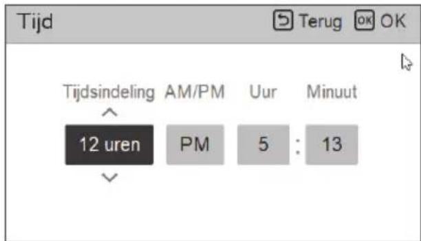 Tijd Tijdsindeling AM/PM Uur Minuut 12 uren PM 5 : 13