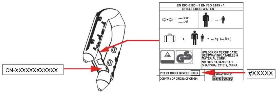 EN ISO 6185 - 1 EN ISO 6185 - 1 SHELTERED WATER = ..... bar ..... psi = ... = + = ... kg (... lbs.) HOLDER OF CERTIFICATE: BESTWAY INFLATABLES & MATERIAL CORP. NO.3065 CAOAN ROAD. SHANGHAI, 201812, CHINA TYPE OF MODEL NUMBER: XXXXX COUNTRY OF ORIGIN: OF ORIGIN: MANUFACTURER: Bestway #XXXXX CN-XXXXXXXXXX