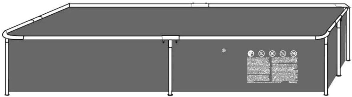 Diagram of a modular space structure with labeled components and safety symbols, including safety warnings and safety guidelines.