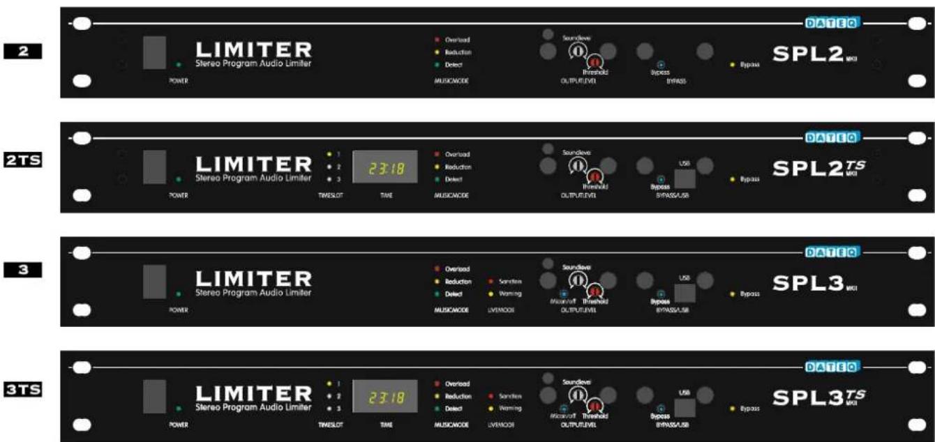 2 LIMITER Stereoprogram Audio Limiter Power Overload Reduction Detect MUSICNCODE Soundwave Threshold OUTPUTLEVEL Bypass Bypass SPL2 MBU 2TS LIMITER Stereoprogram Audio Limiter POWER TIMESLOT TIME MUSICNCODE Soundwave Threshold OUTPUTLEVEL USB Bypass SPL2TS MBU 3 LIMITER Stereoprogram Audio Limiter P…