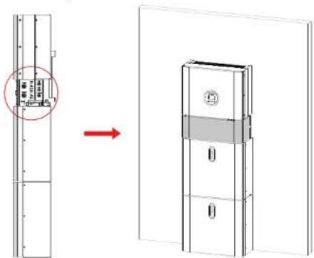 Technical diagram showing a device with a zoomed-in view and its 2D rendering, including a red arrow indicating transformation.