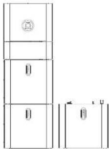 Technical diagram showing three stacked rectangular panels with circular symbols and dimension arrows, likely illustrating a mechanical or architectural layout.