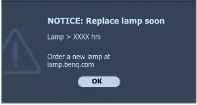 BENQ W7500 - Timing of replacing the lamp - 1